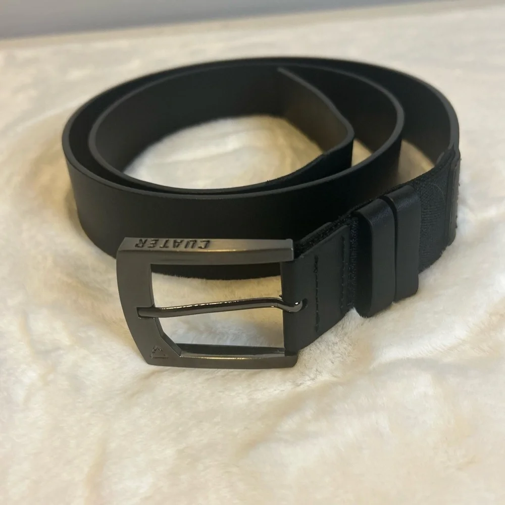 Cuater TravisMathew Black Leather Belt Golf Casual Matte Buckle w38